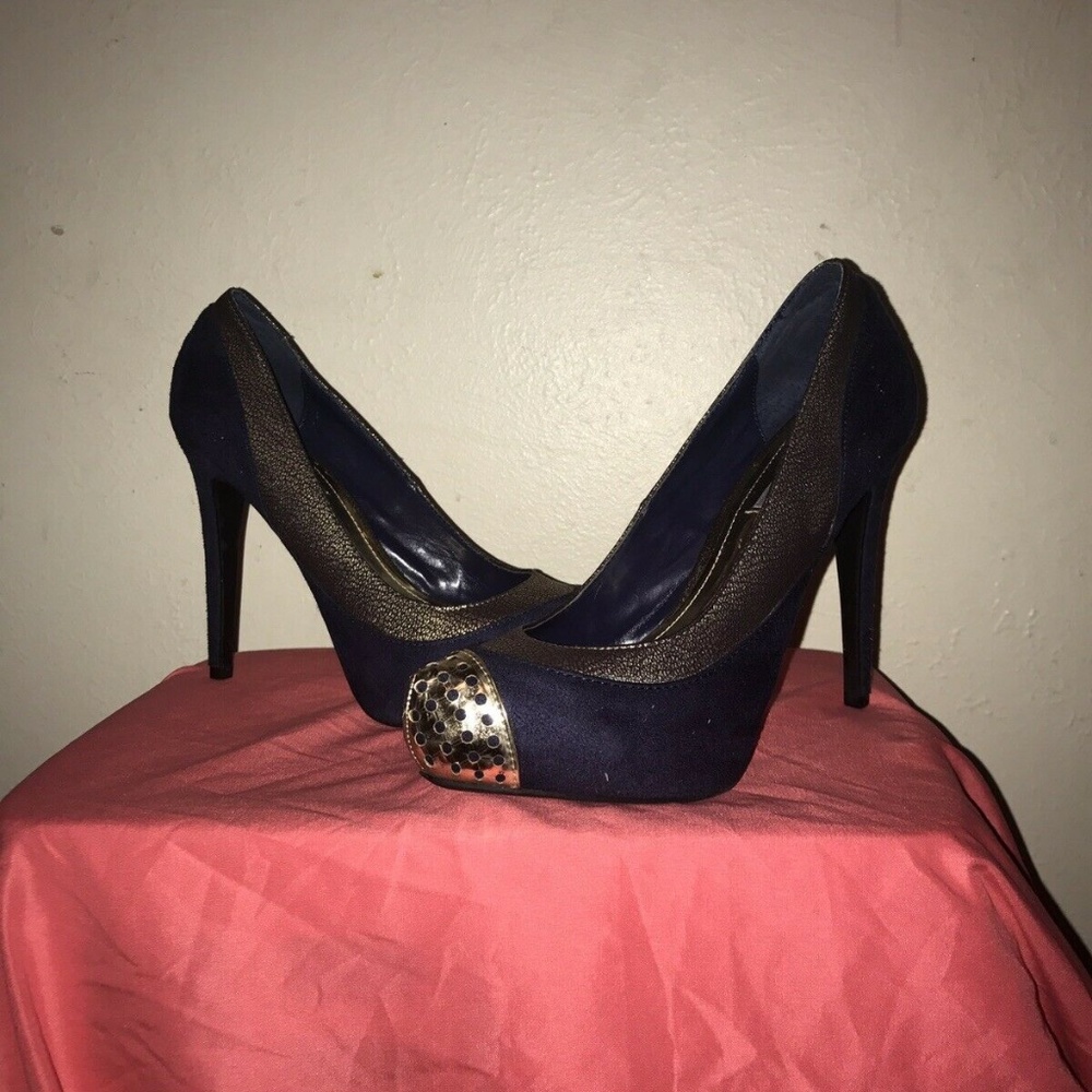 Jennifer Lopez Heels Size 7 1/2 Blue And Gold